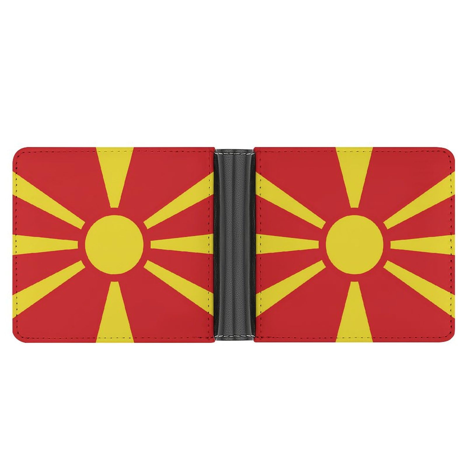 Flag of North Macedonia Funny Billfold Wallet Credit Card Holder Slim Passcase Pouch Purse for Men Women
