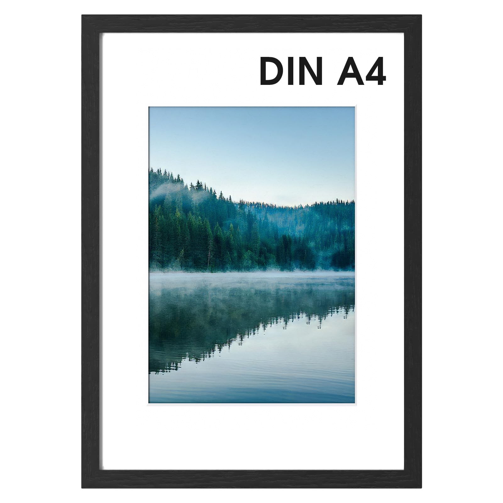 Cadre A4 Noir Adre Format A4 Bois Cadre 21 x 30 cm, à Suspendre, Pour Salon, Chambre à Coucher, Bureau,Photos, Images, Affiches