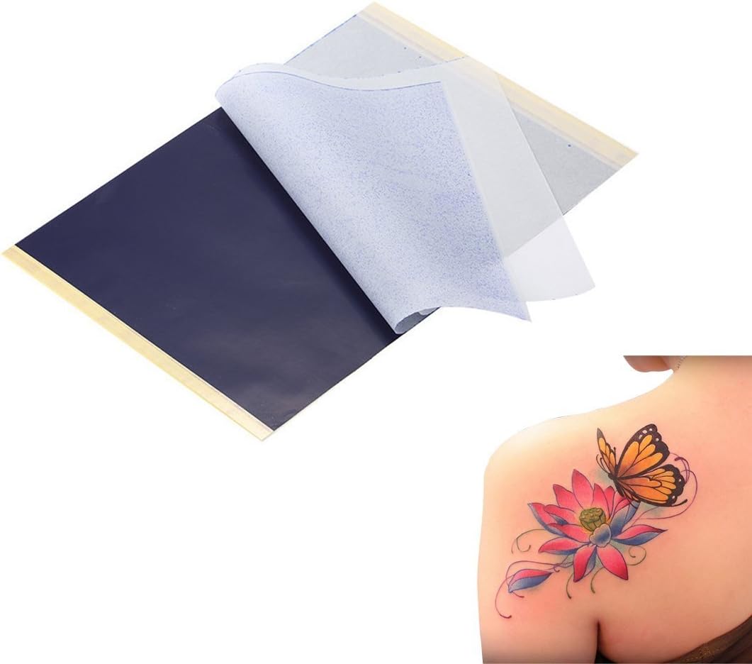 Tattoo Transfer Paper, 25 Sheets Tattoo Stencil Transfer Paper for Tattooing, A4 Size,4 Layers DIY Tattoo Tracing Paper for Tattooing to Skin Tattoo Transfer Kit Tattoo Supplies
