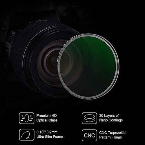 Miniatura 4 de Filtro de difusión negra de 18 de 2.638 in, filtro de efecto cinematográfico de ensueño, ultra delgado, repelente al agua, resistente a los