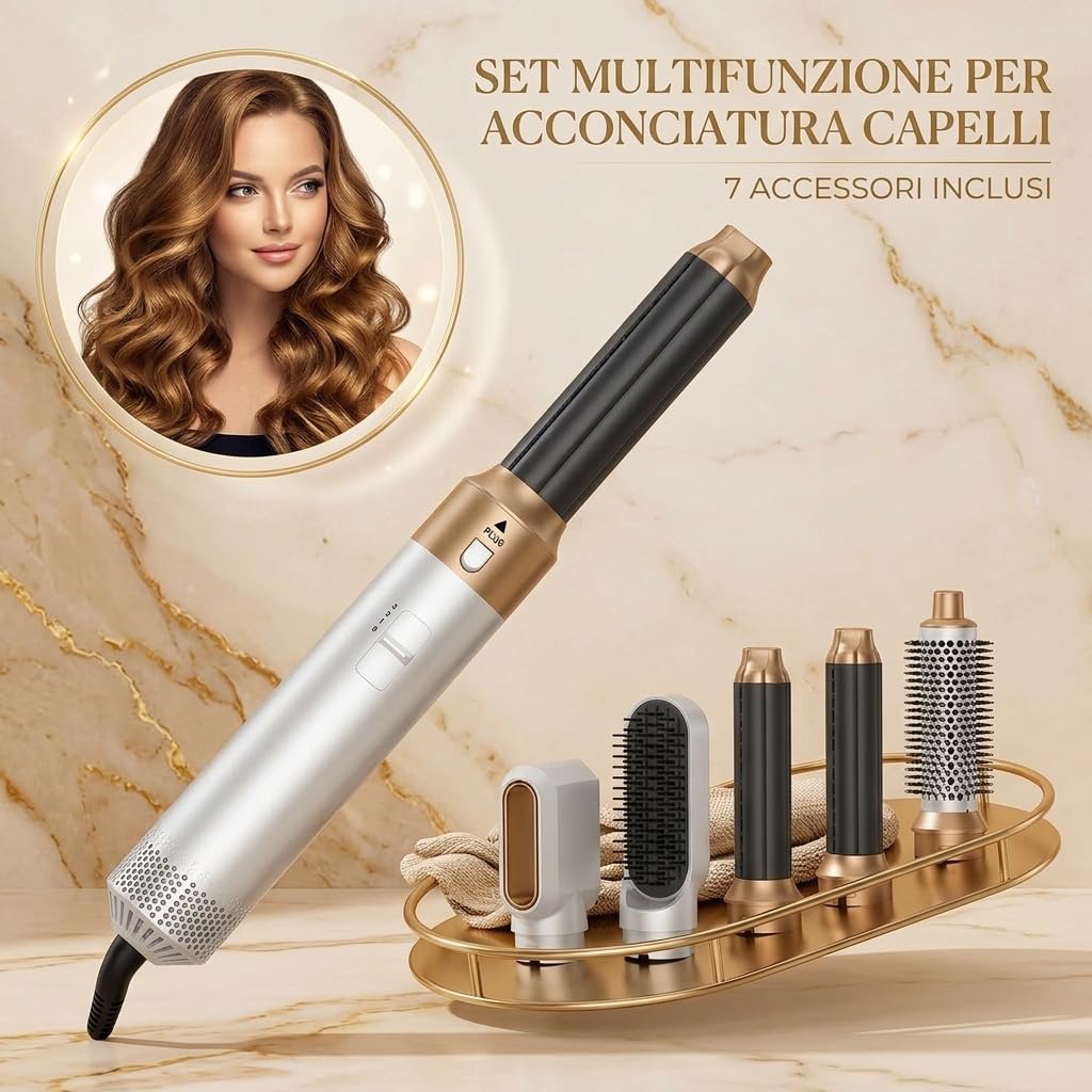 Bellora Beauty Milano MultiStyler 5 in 1—Styler Capelli Multifunzione Con Tecnologia Airflow Per Asciugare Lisciare E Creare Onde Ricci O Look Naturali A Casa (Rosa (Manuale In Inglese))