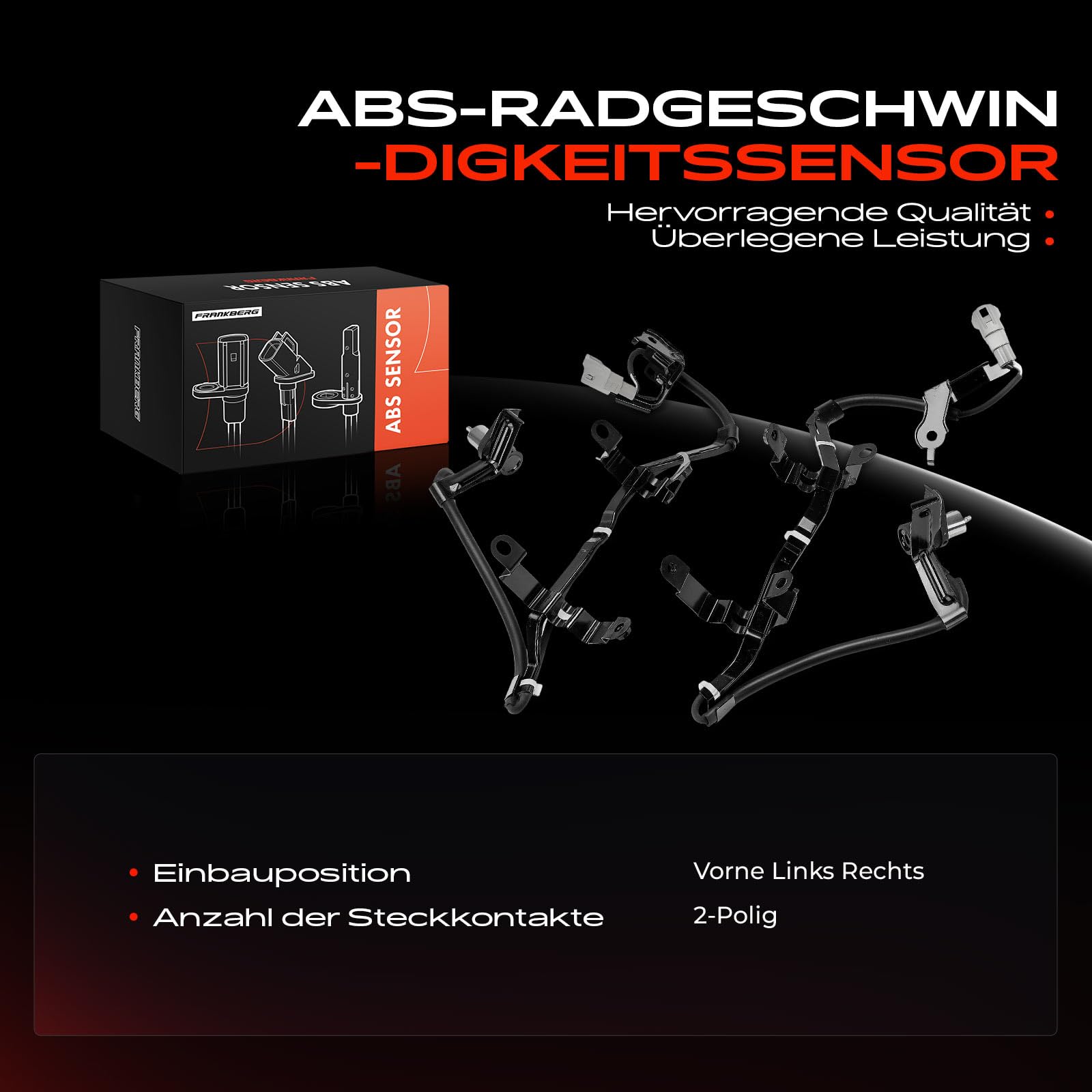 Frankberg 2x ABS Geschwindigkeitssensor ABS Speed Sensor 2-polig Vorne Kompatibel mit Granvia H1 H2 Hiace IV Bus H1 H2 Hiace IV Kasten H1 H2 Replace# 8954226080,8954326080