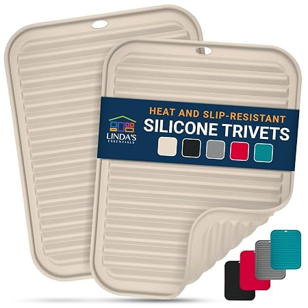 Linda's Essentials Silicone Trivets, 2-pack, Beige
