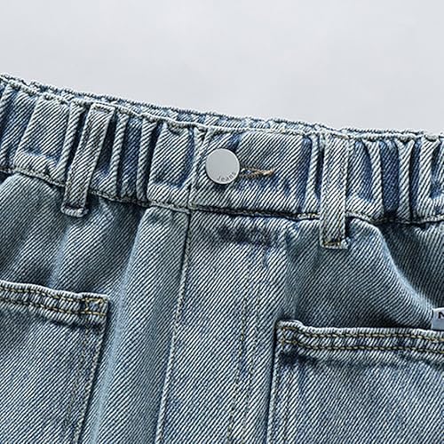 Girls Straight Cropped Jeans Wide Leg High Waist Bootcut Denim Pants Kids Retro Baggy Cute Jeans Trousers with Pockets4