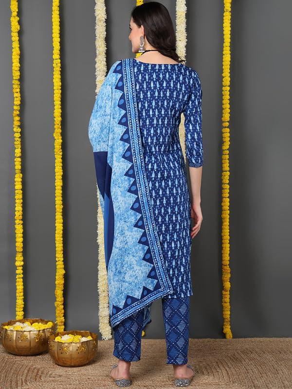 Image of Vaamsi Women's Ethnic Motifs Printed Straight Kurta Pant With Dupatta Set | kurta sets for woman