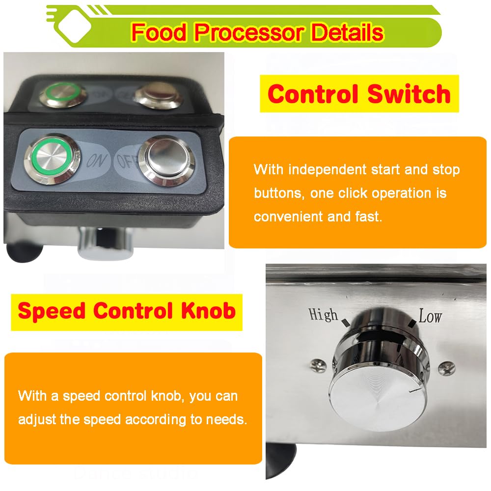 Procesador de alimentos comerciales de 9L Cortador de verduras de carne de acero inoxidable Cortador de alimentos multifuncional Molinillo de carne Batidor de albóndigas Batidora eléctrica 6