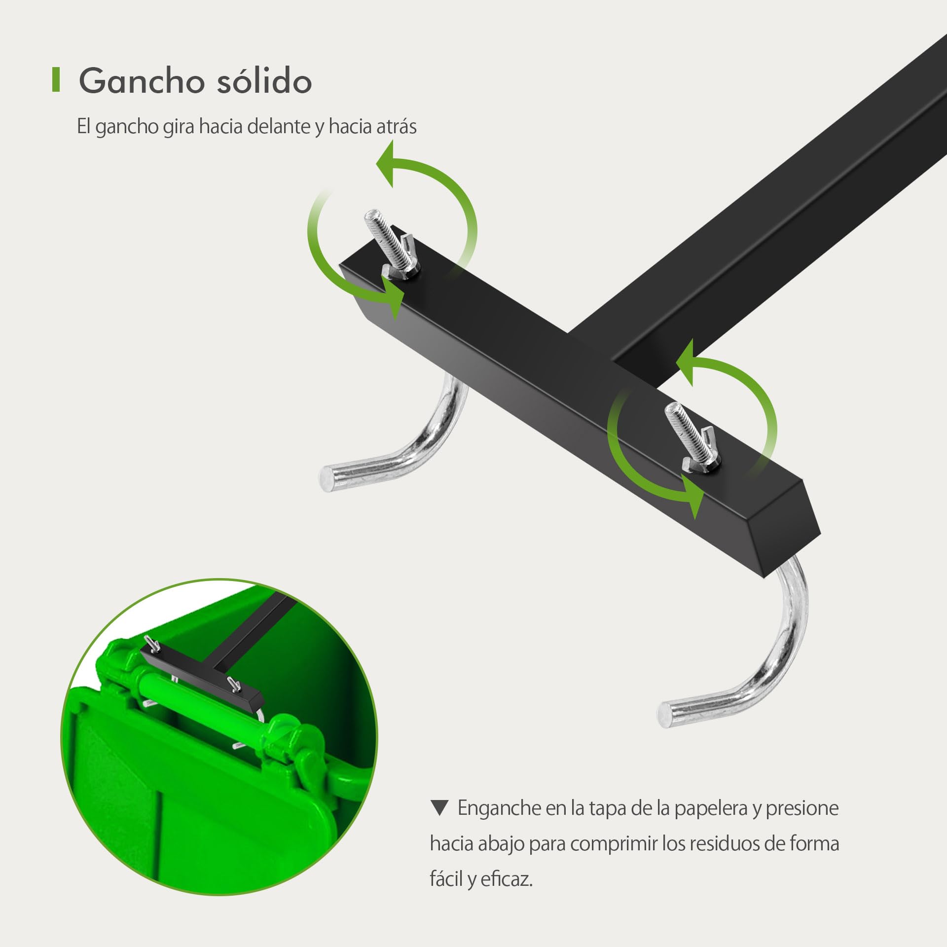 Mimoke Compresor manual de basura, altura ajustable, sin contacto, para toneladas de 120L-660L, higiénico, ahorra espacio y es resistente para cocina, jardín y restauración