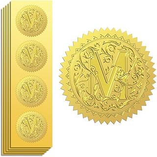 Peacoblue Gold Foil Stickers Seals Embossed 2 Inch 100Pcs Letter M, Self...