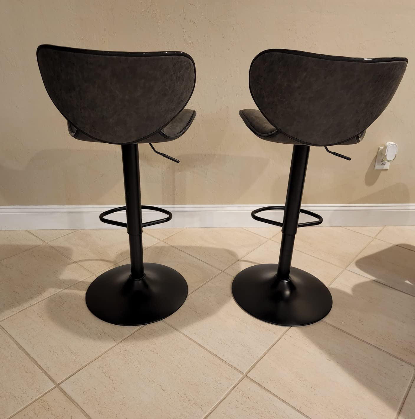 27/mo Finance HERA'S PALACE PU Leather Adjustable Swivel Bar Stools