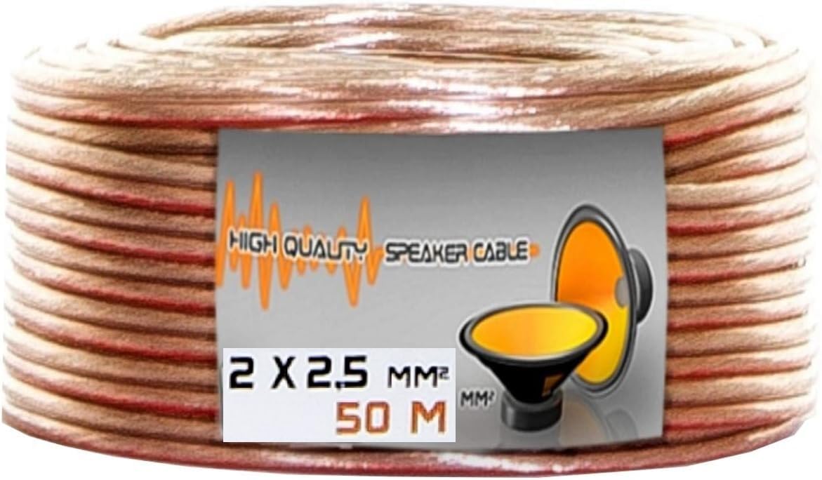 Cavo per altoparlanti, 50 m, 2 x 2,5 mm², cavo CCA 2 x 2,5 mm, cavo HiFi