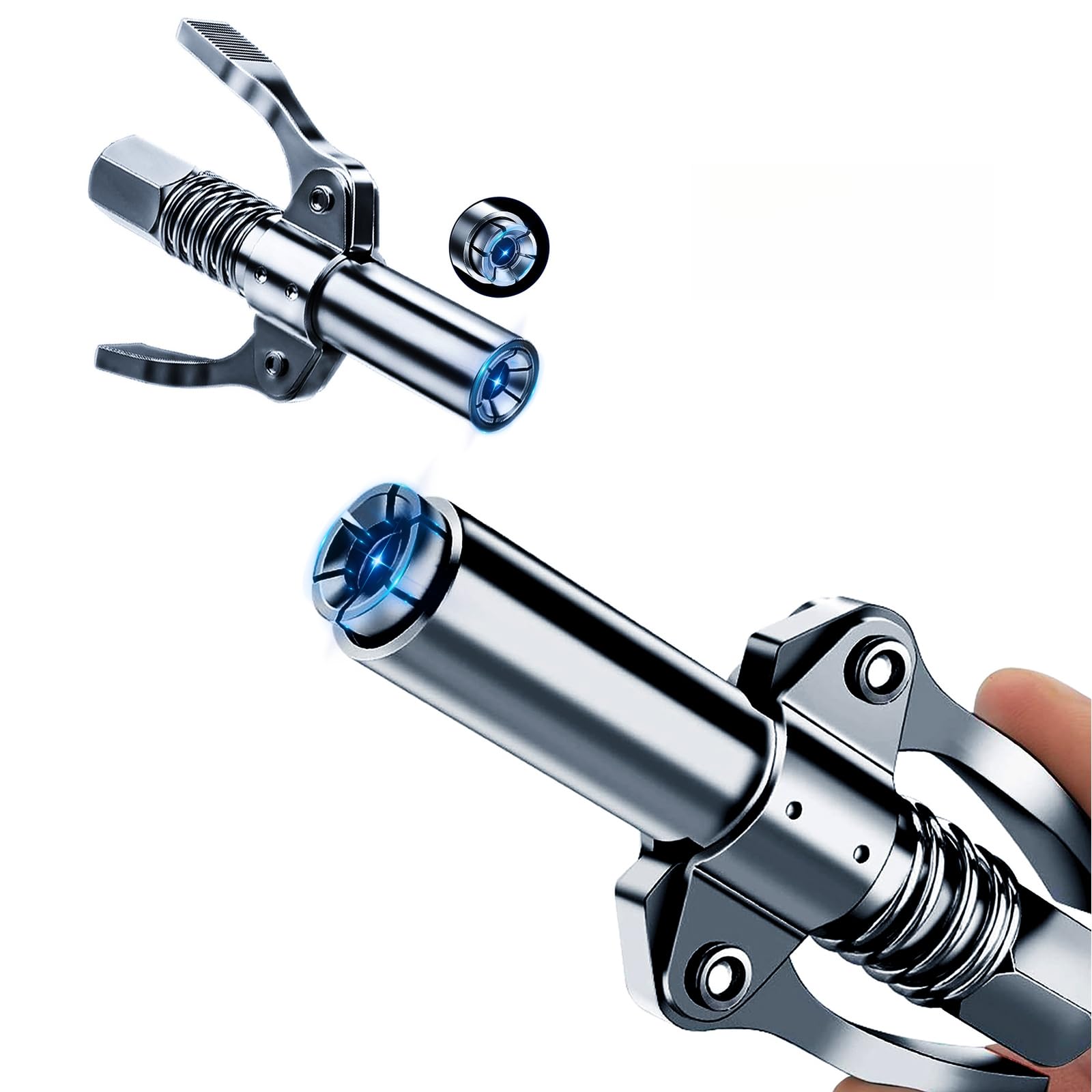 FJXBYWM 2PCS Grease Gun Coupler Grease Gun Lock Coupler, Grease Gun Tips Locking Grease Joint Fittings Compatible with All Grease Guns, Suitable for Automobiles, Ships Industrial Machinery Etc.