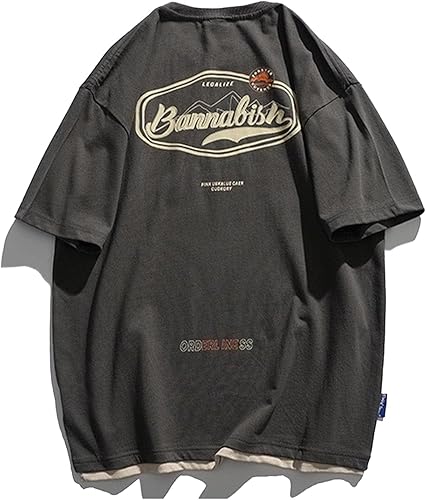 Miniatura 2 de Aelfric Eden Camisetas de gran tamaño para hombre, con estampado gráfico, cuello redondo, algodón