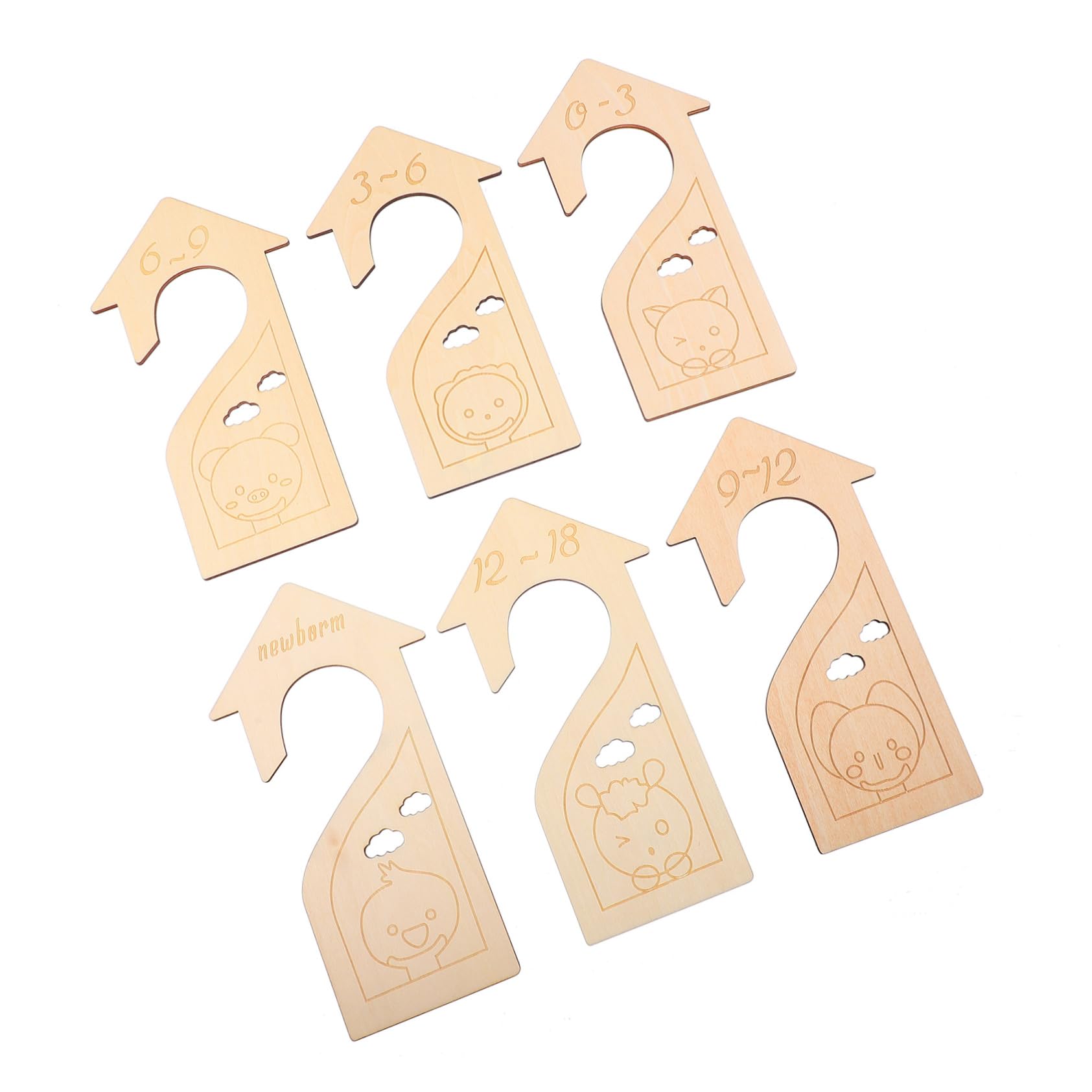 6pcs Wardrobe Organizer Divider Newborn Closet Dividers Wooden Closet Oversized Numbers Wooden for Nursery