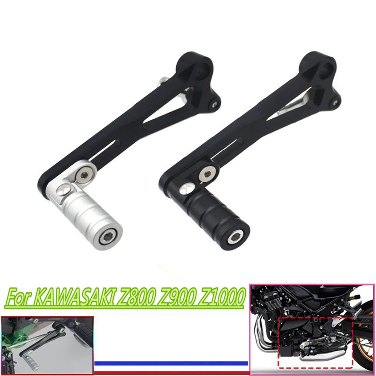Passend for Kawasaki Z800 Z900 Z1000 Z1000R Z1000SX Z900RS ES Z900 RS Cafe, verstellbarer, faltbarer Schalthebel, Schaltpedalhebel(Black)