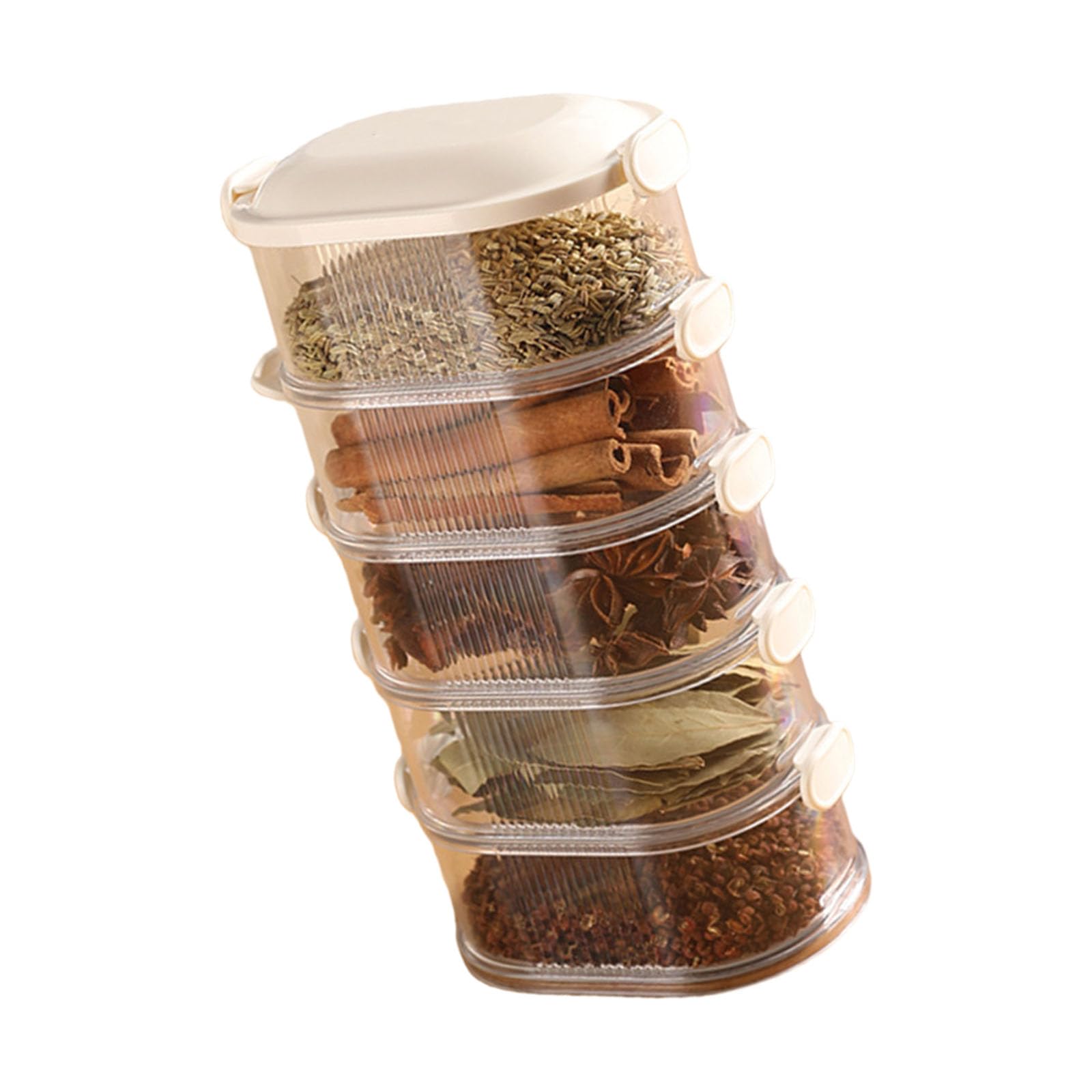 LUCKGONI Space Saving Multi Compartment Condiment Organiser With Transparency Lid Kitchen Storage Container For Countertop