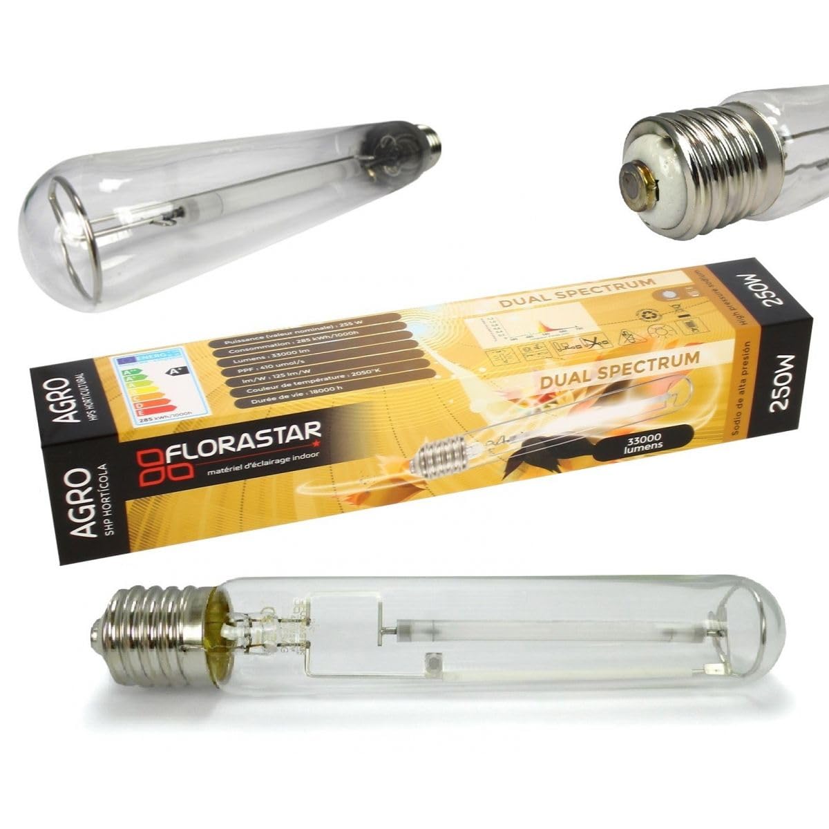 Ampoule HPS 250W Double Spectre Croissance et Floraison Culot E40 Lumière Pénétrante