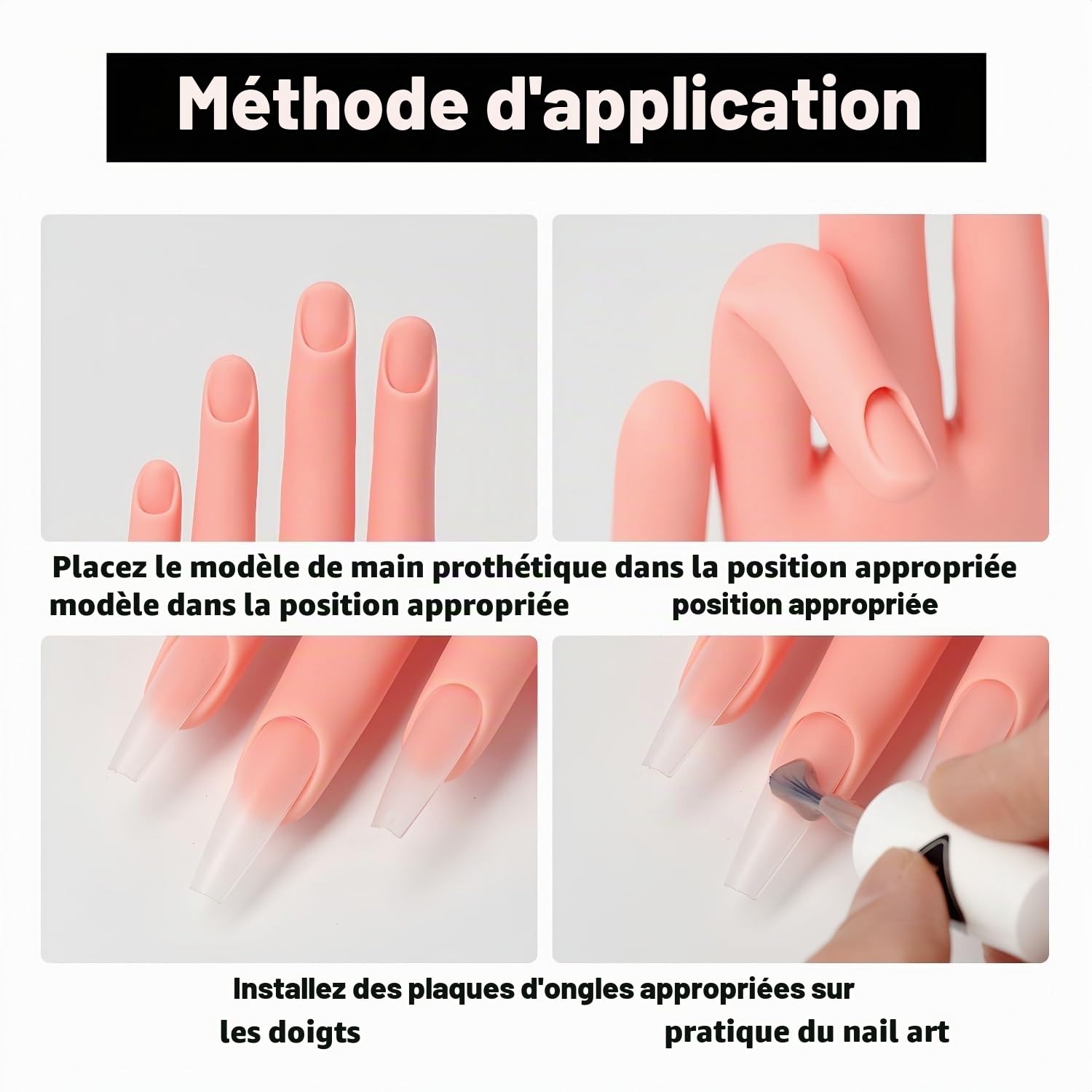 Main d Entrainement pour Ongle,Silicone Mains d Entrainement pour Ongle,Modèle de Pratique à Ongles,Main Artificielle pour la Formation de Démarreur Fake Nail Art,Manucure Bricolage