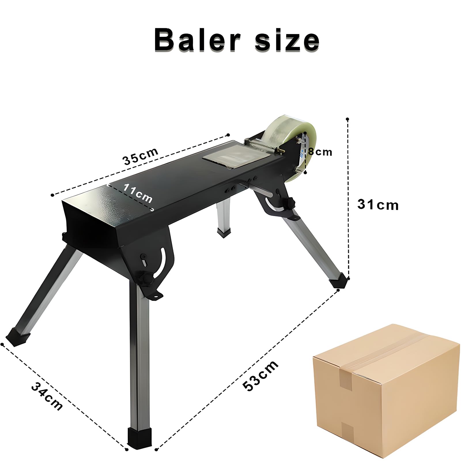 Dévidoir de ruban adhésif pour emballage, design pliable sur pied, scellant en carton peu encombrant, idéal pour les magasins, les bureaux de poste et un usage domestique