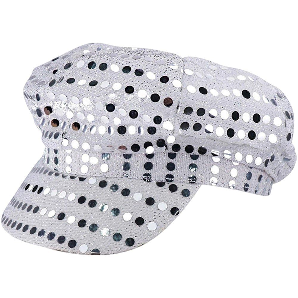 Wudaizhi 70s Sequins Hat Abba Hat for Women, Glitter Party Hats,Abba Fancy Dress Costume Accessories for Cosplay Retro Party Hen Parties Night