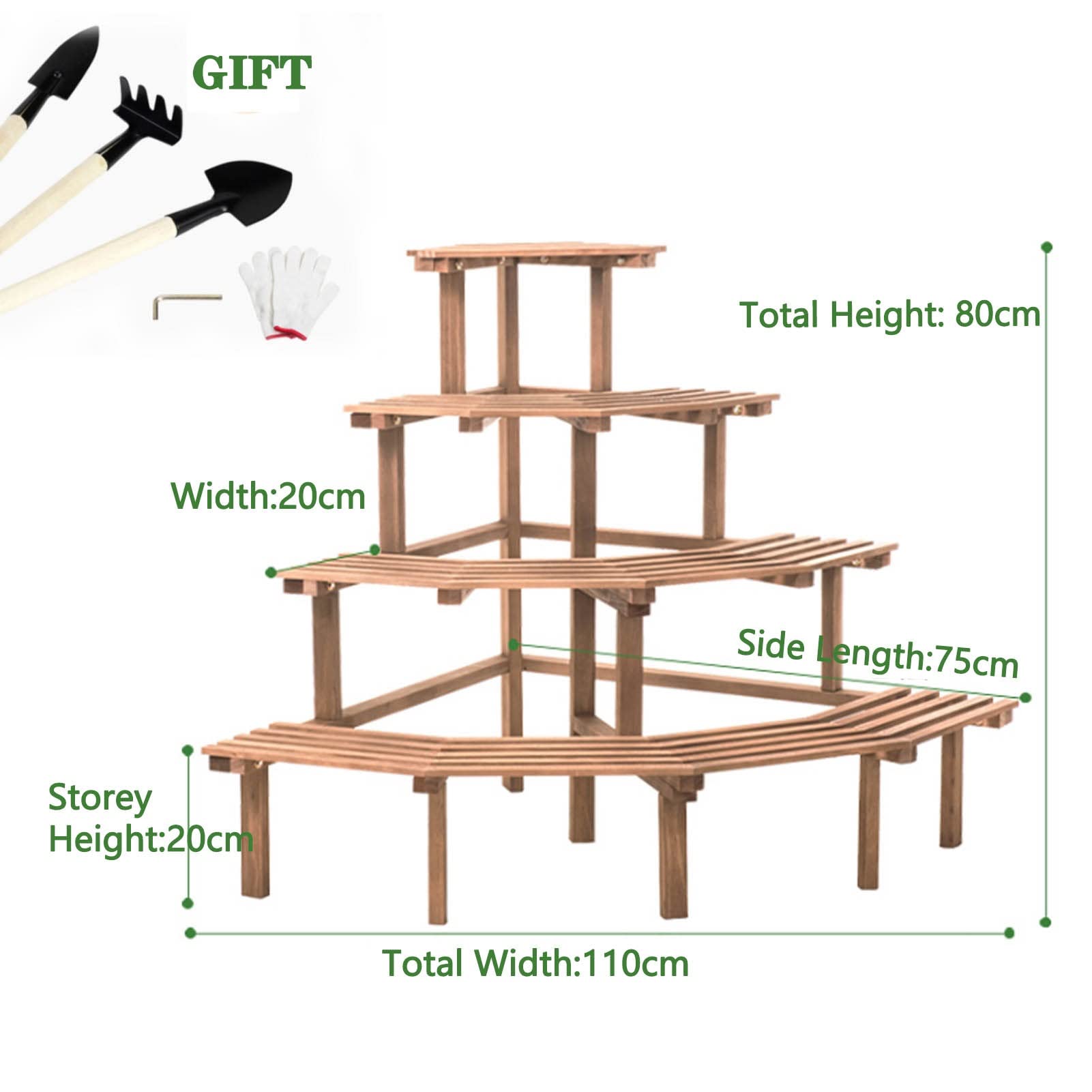 Étagère échelle en bois à 4 niveaux pour pot de fleurs d'intérieur et d'extérieur pour jardin, terrasse, support d'angle pour plantes avec design à angle droit