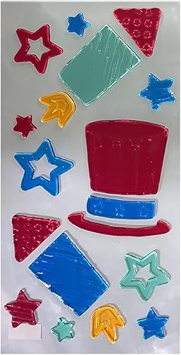 Miniatura 5 de Black Duck Brand Juego de 6 adhesivos de gel con temática patriótica para ventana varios diseños incluyendo bandera Estados Unidos Estados Unidos