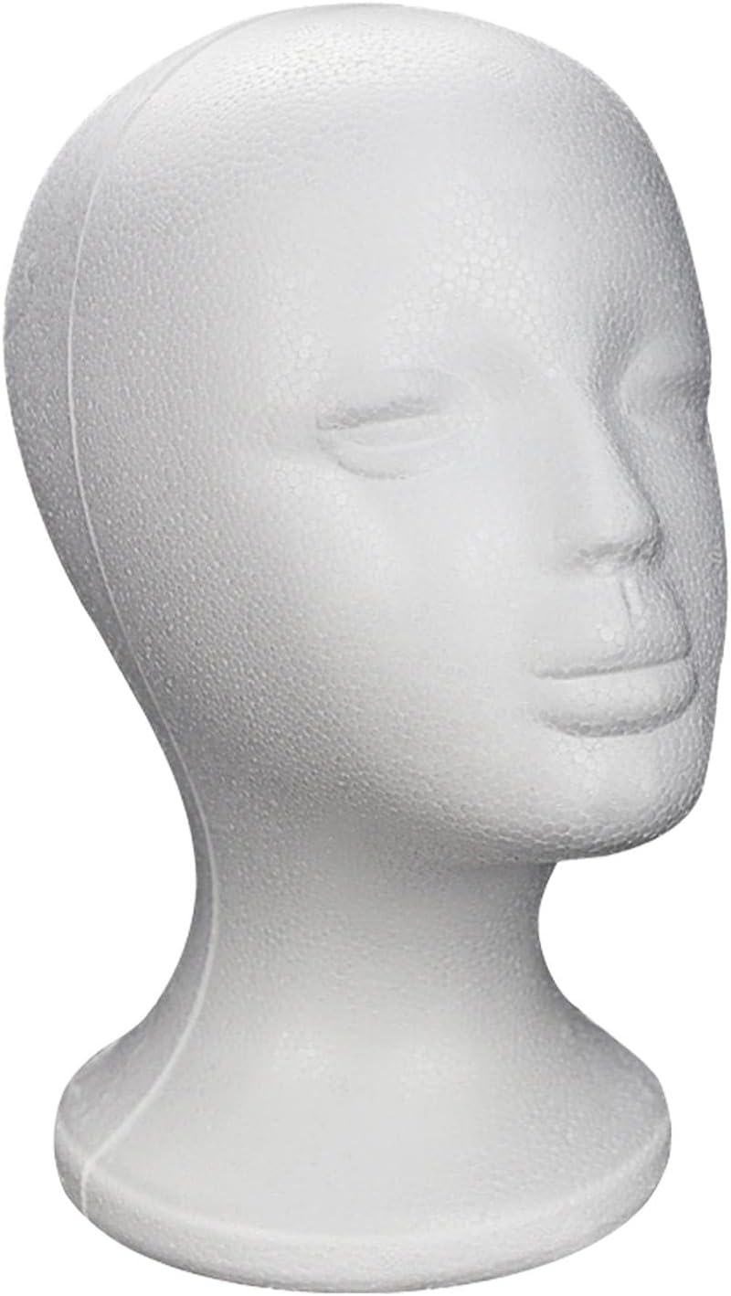 27x14cm Foam Heads For Wigs, Multipurpose Female Mannequin Head, Female Styrofoam Foam Mannequin Head Stand Model Display, Lightweight User Friendly Manikin Head, Female Mannequin Head