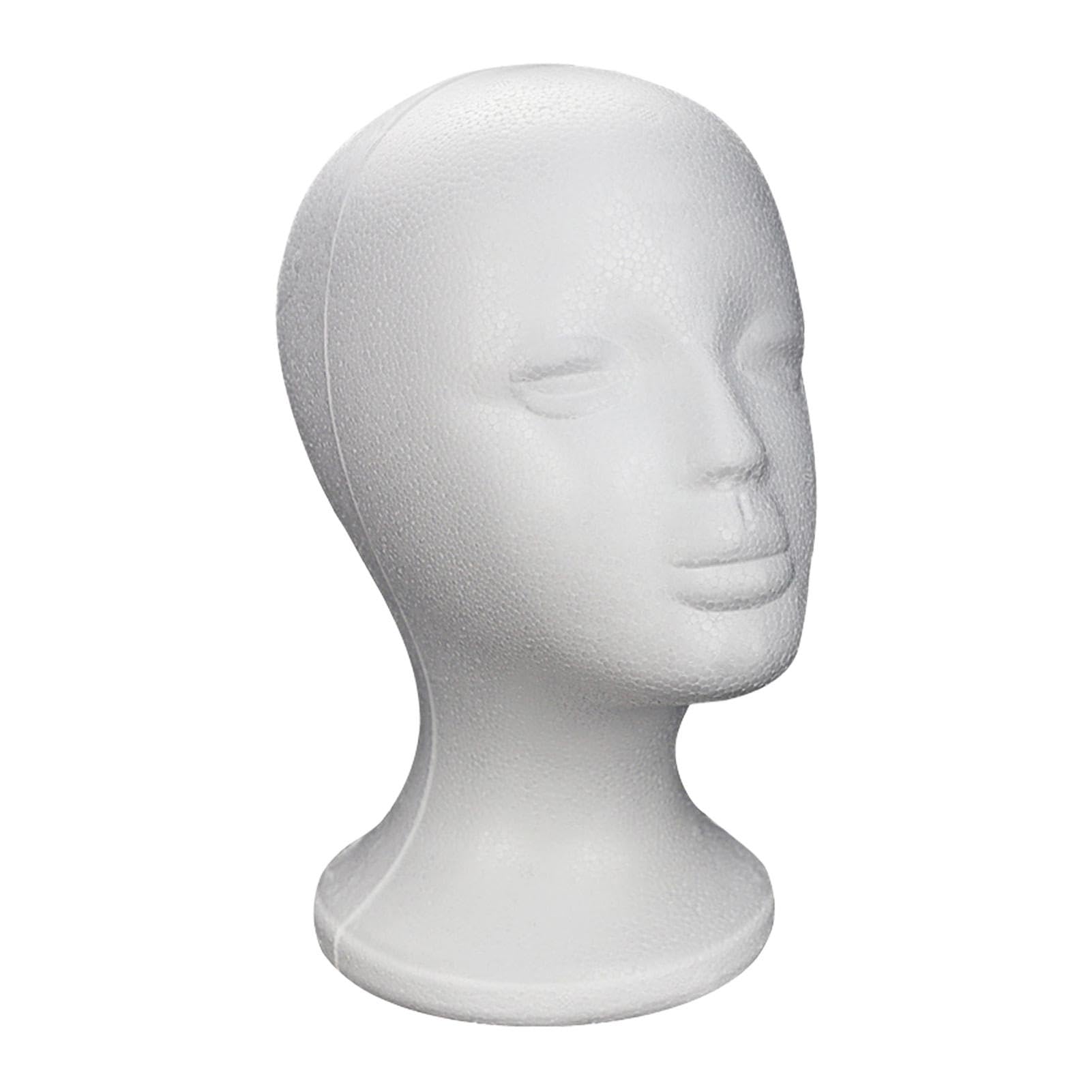 27x14cm Foam Heads For Wigs, Multipurpose Female Mannequin Head, Female Styrofoam Foam Mannequin Head Stand Model Display, Lightweight User Friendly Manikin Head, Female Mannequin Head