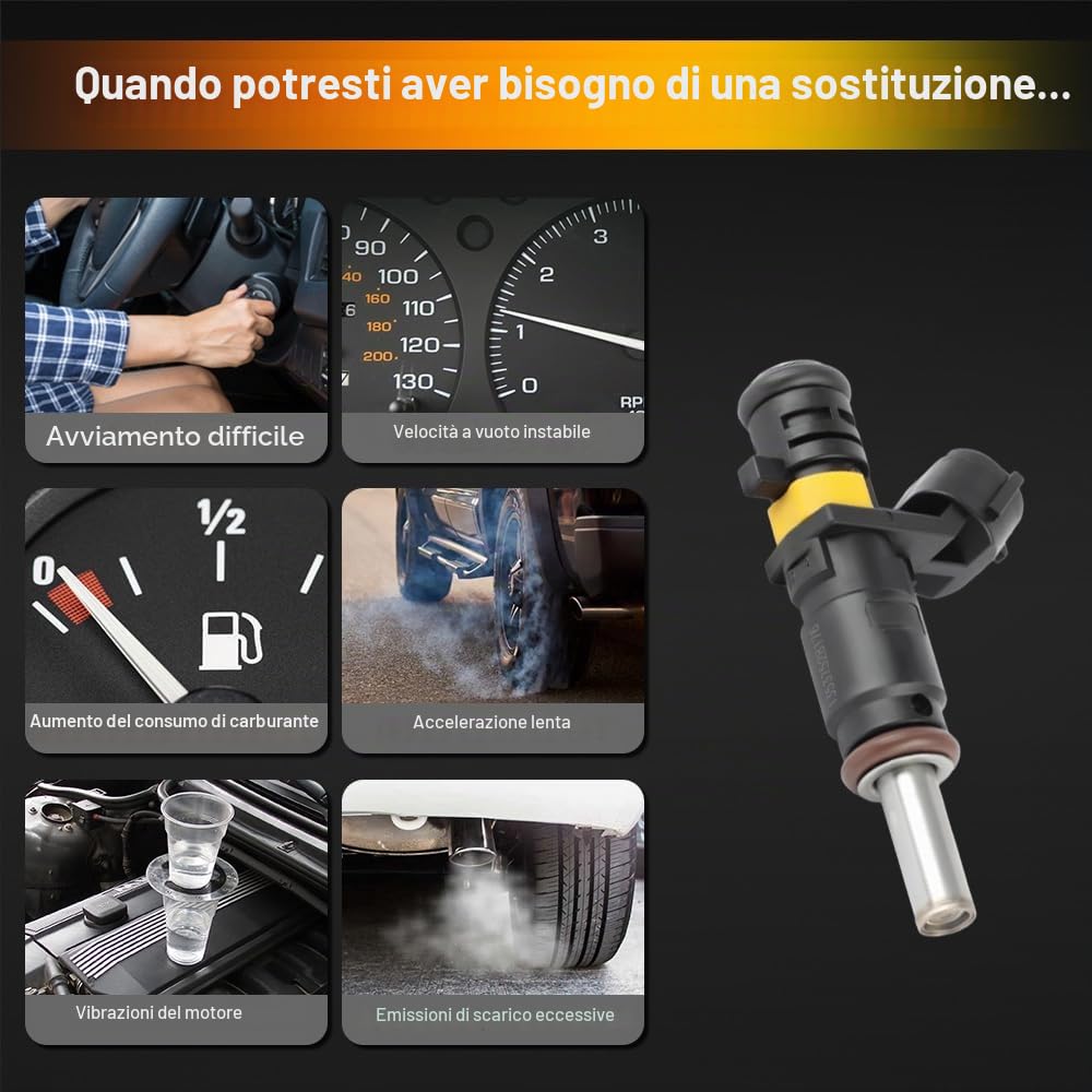 13537528176 Set di 4 iniettori per auto a 2 poli Compatibile con Mini Cooper 1,6 l 2007-2009 2011-2015