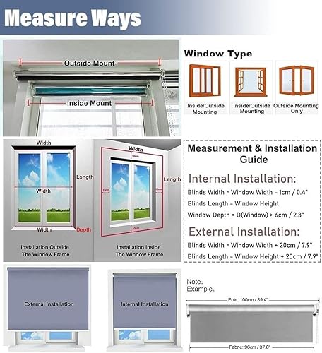 Miniatura 7 de OKUOKA Persiana enrollable opaca que reduce el calor cortina de película espejada de privacidad unidireccional transparente para cocina oficina 60