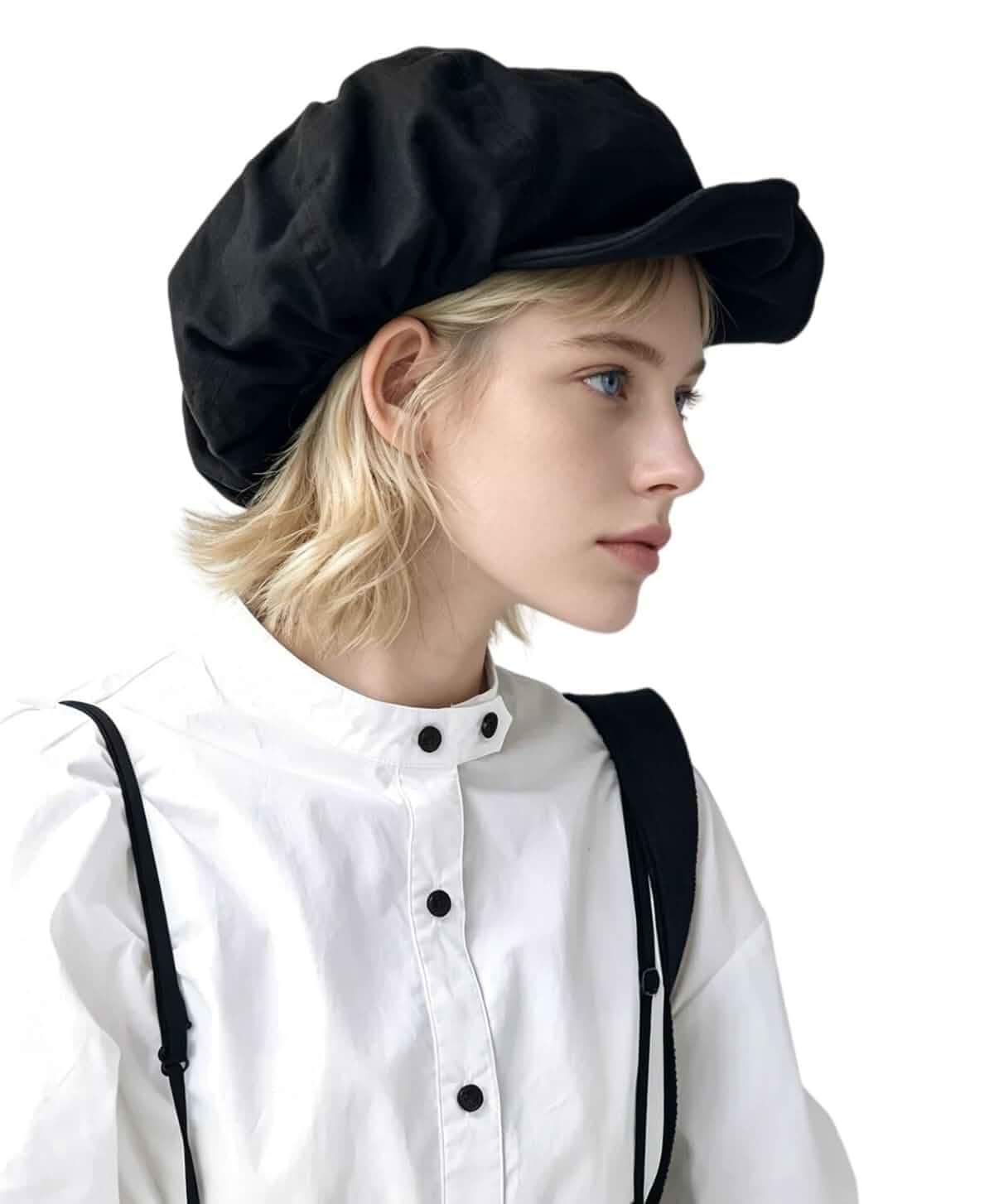 Women's Vintage Newsboy Cap Adjustable Flat Cabbie Hat Y2K Streetwear Beret Features a curved brim, structured crown, adjustable back closure, and vintage washed texture for a unique retro appearance.