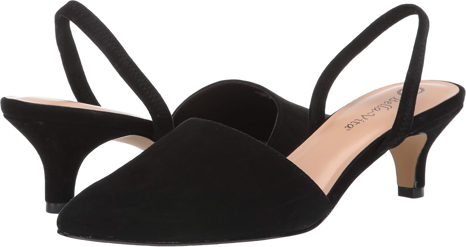 Bella Vita Women's Sarah Slingback Dress Shoe Shoe, Black Kidsuede Leather, 9.5 2W US