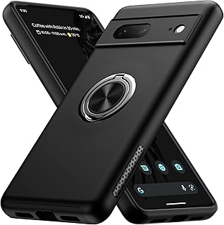 MMHUO for Google Pixel 7 Case,Dual Layer Military Grade Drop Protection Slim Pixel 7 Kickstand Case with Hidden Ring Holder Shockproof Protective Phone Case for Google Pixel 7 5G (2022),Black