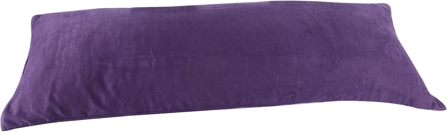 Dark Purple Microsuede Body Pillow Cover Pillowcase with Double Sided Zippers 20"x72" (6 Feet Long)