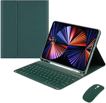 Lemore Tablet Keyboard for Samsung Galaxy Tab A9+ A9 Plus 11 inch SM-X210/X216/X218, Pencil Holder Keyboard Case with Keyboard and Mouse, Stand Cover, English Keyboard QWERTY Layout Green