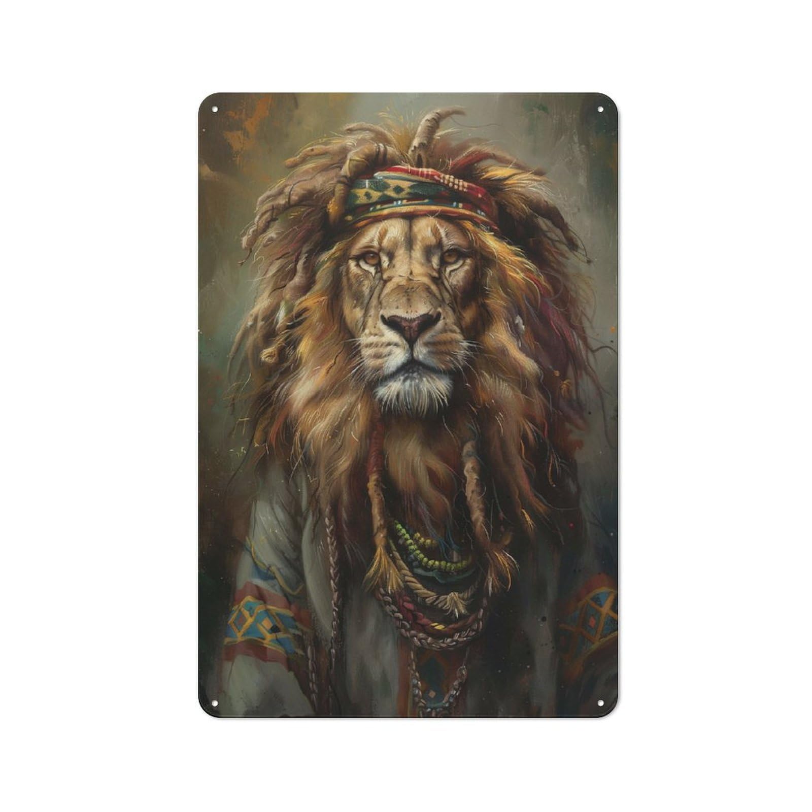Junmoney Style-4 Jamaican Reggae Rasta Lion Shed Style Metal Wall Decor 30X20cm, Tin Sign For Conservatory, Home Bar Or Utility Room