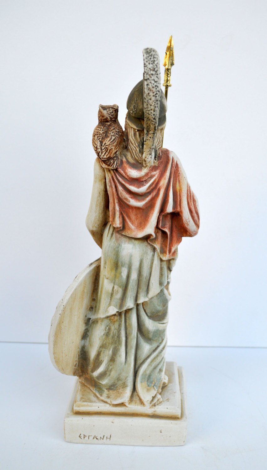 Greekartshop - Figura decorativa de la diosa romana griega de Atenea Minerva Alabastro, 9,65