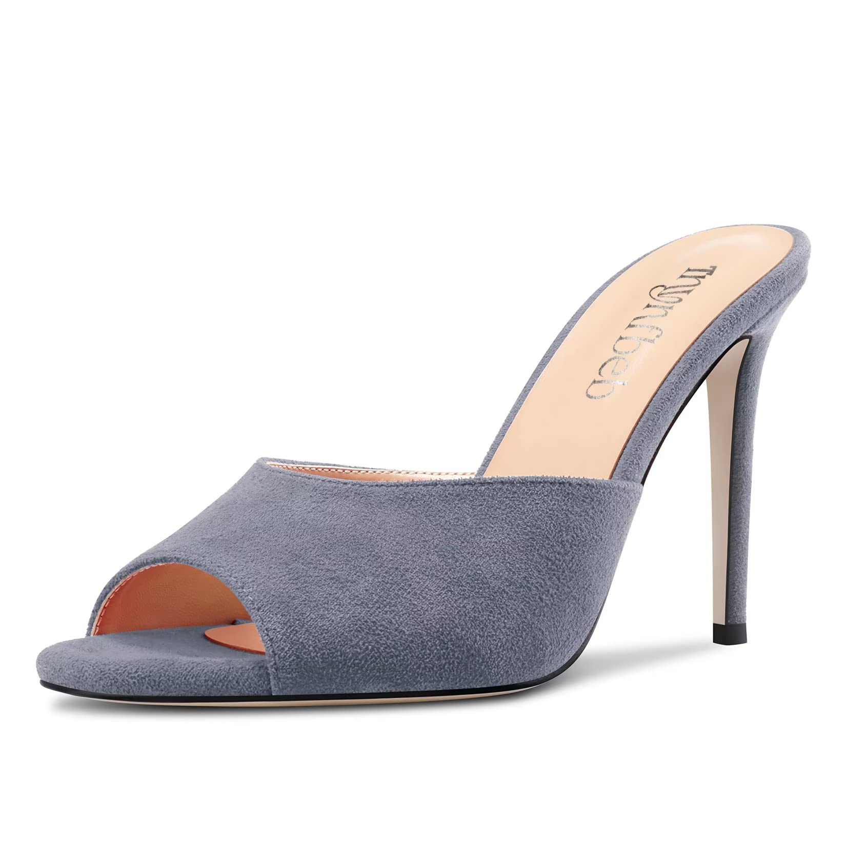 TNYNFBEB Women Stiletto High Heel Peep Open Toe Sandals Slingback Slip-on Wedding Office Cute Basic Classic 3.9 Inches Heels