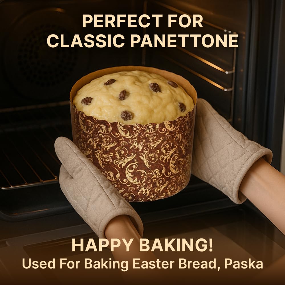 Panettone-Papierform, groß, 540 ml, 12 Stück, Paska Osterbrotformen, Brot, Papierform, Panettone, Braun, antihaftbeschichtet, Panettone-Papier-Backformen