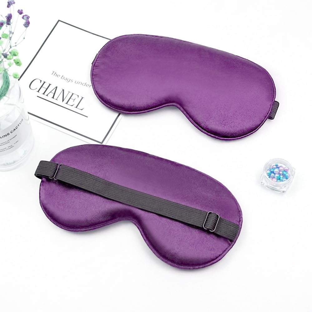Tobfit Silk Sleep Mask – 100% Blackout, Zero Eye Pressure, Blindfold with Adjustable Strap – Super Soft Travel Eye Cover, Dark purple-image-29