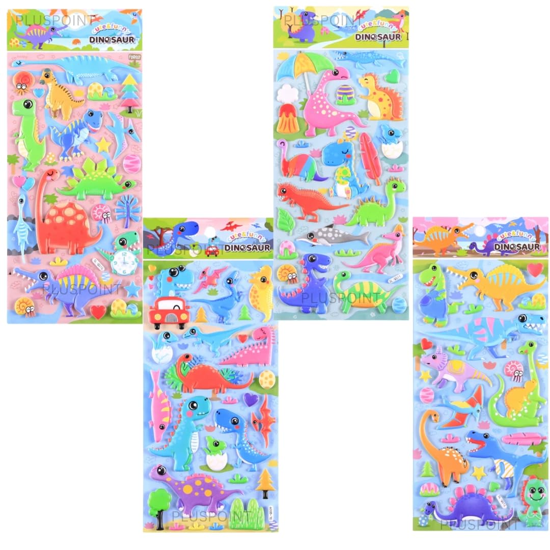 PLUSPOINT 3D Puffy Sticker for Kids with Assorted Dinosaur, 4 Sheets Cute Foam Sticker for Preschool Girls Boys, Resuable Sticker Bulk for Party Favor, Teachers Reward, Craft Scrapbooking (Dino- B) (B0D2KY7DH4) Amazon Price History, Amazon Price Tracker
