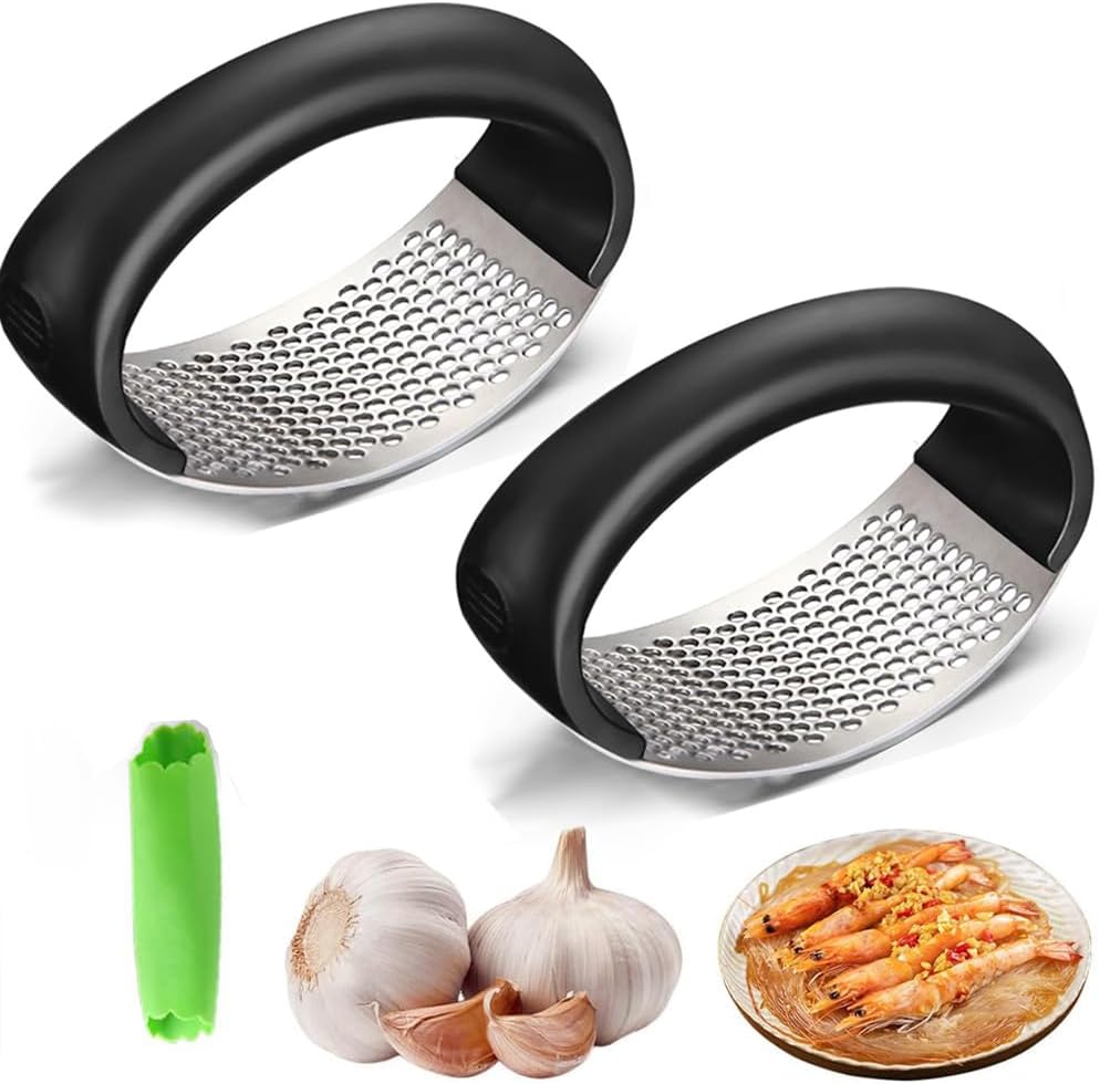 2026 Upgraded Stainless Steel Garlic Crusher - Garlic Crusher, Home Kitchen Utensils Portable Manual Garlic Crusher, Home & Kitchen Garlic Press (2 pcs)