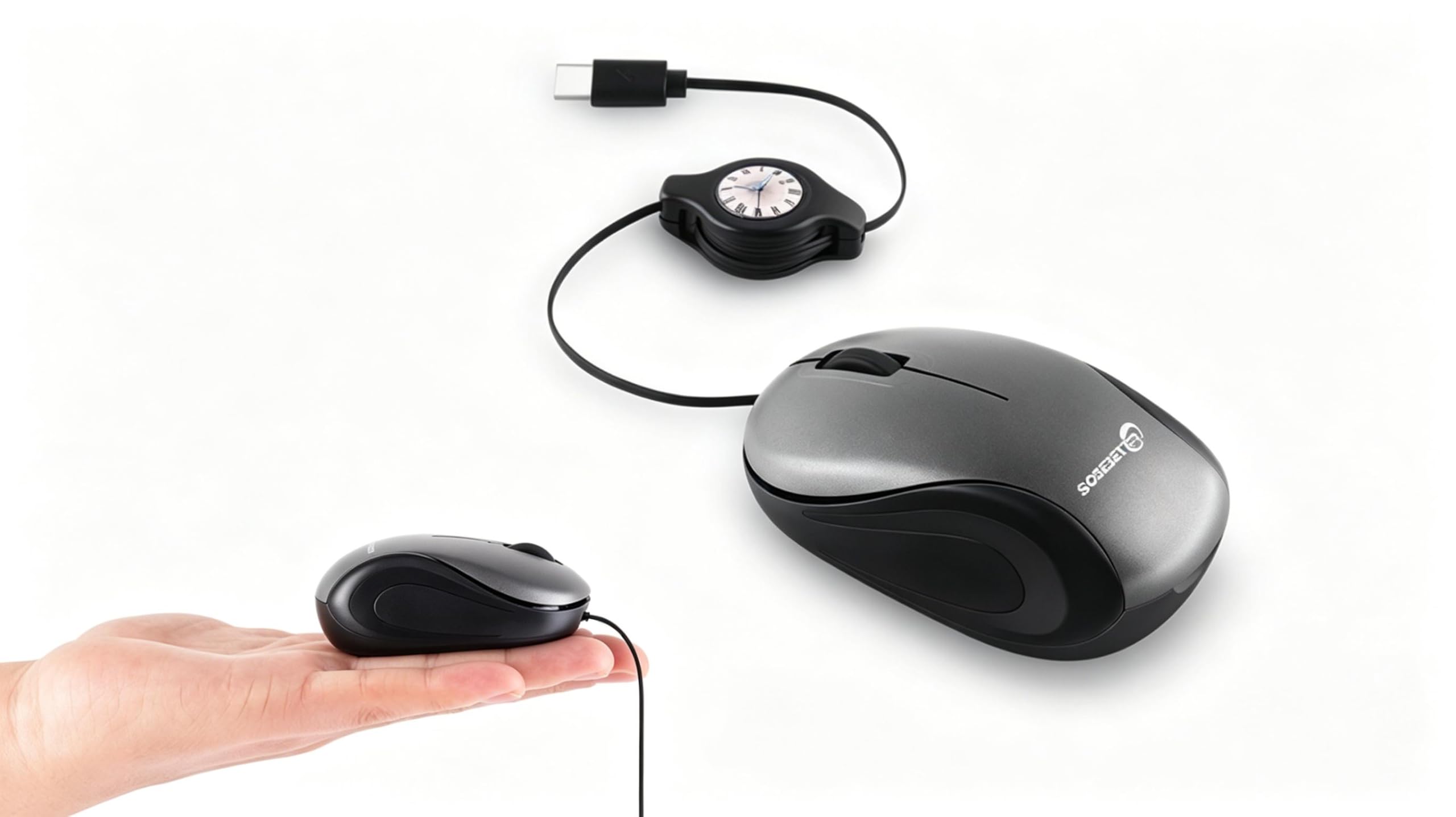 Retractable Mini Travel Wired Mouse, Type-C Silent, Small Portable, Adjustable 70CM Retractable Cable, Plug & Play Quiet Mouse for Laptop, PC, Tablet, Phone, Windows Mac (Grey)-image-25