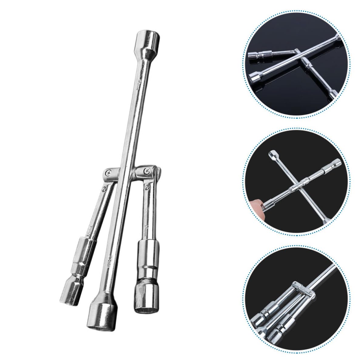 ULTECHNOVO Llave Cruz Plegable para Tuercas de Rueda de Coche de Acero, Herramienta 4 Vías para Reparación y Mantenimiento de Neumáticos