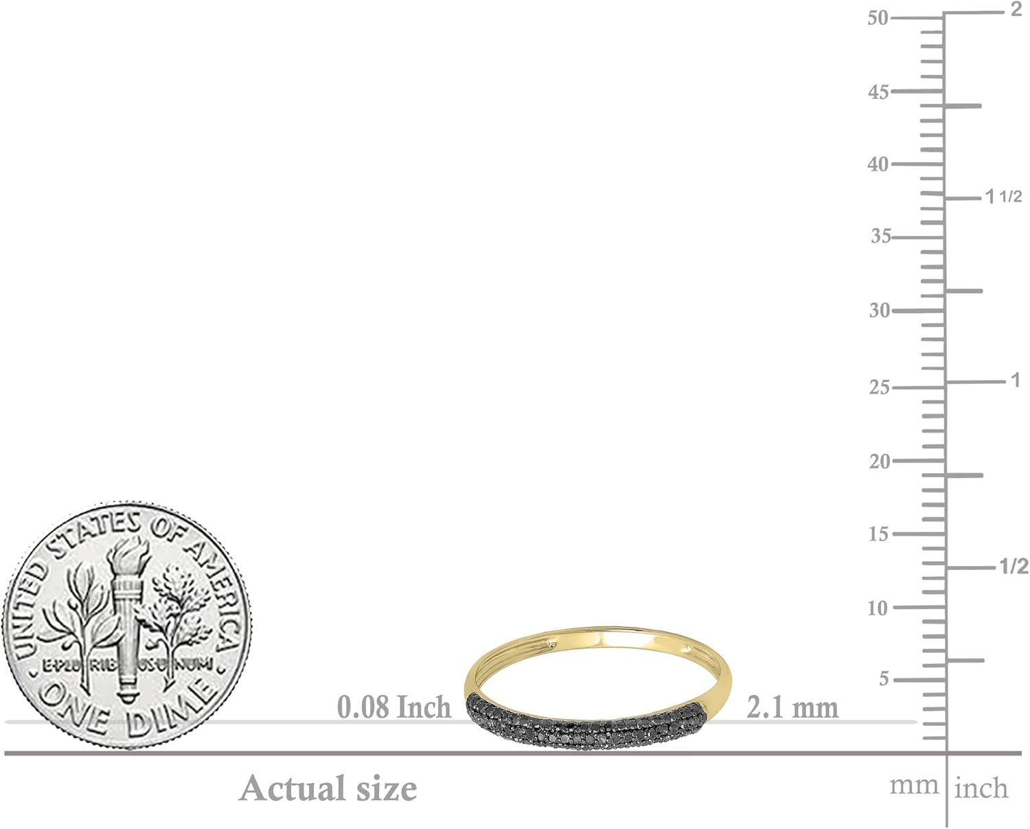 Dazzlingrock Collection Round Black Natural Diamond 3 Row Stackable Wedding Band for Women (0.15 Ctw) in Real Solid Gold