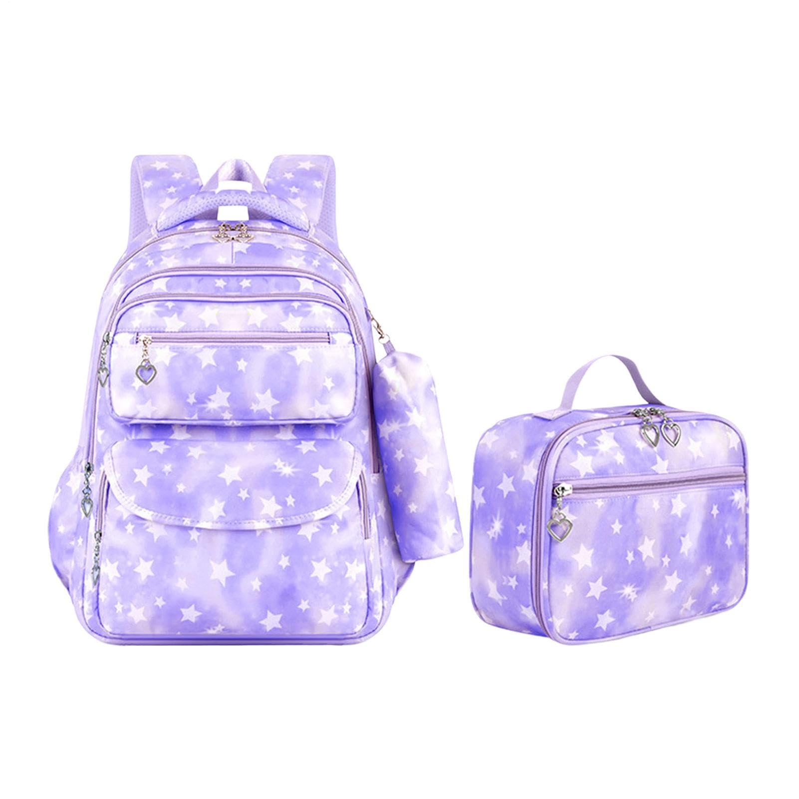 Zaino per la scuola da ragazza, ergonomico, impermeabile, grande borsa per il pranzo con, , Vedere descrizione, Vedi descrizione | Zaino per la scuola come borsa per il trasporto, per scuola media, scuola elementare, asilo, portapranzo, portafoglio