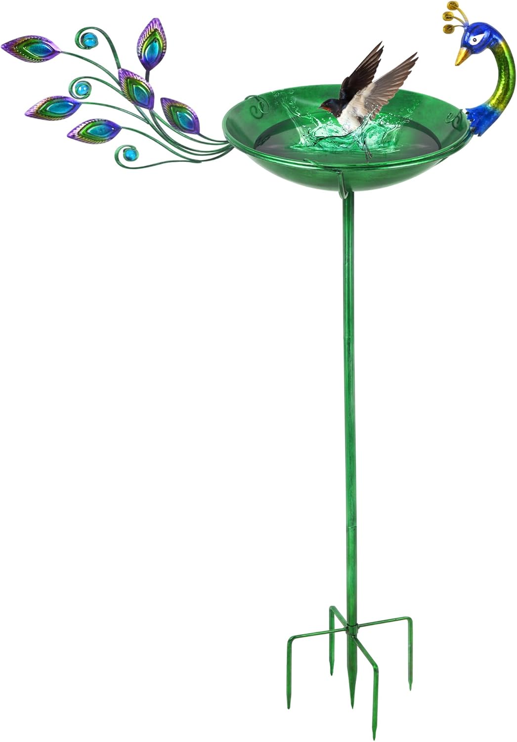 CONDAUPH Peacock Bird Baths for Outdoors, 43.3” Metal