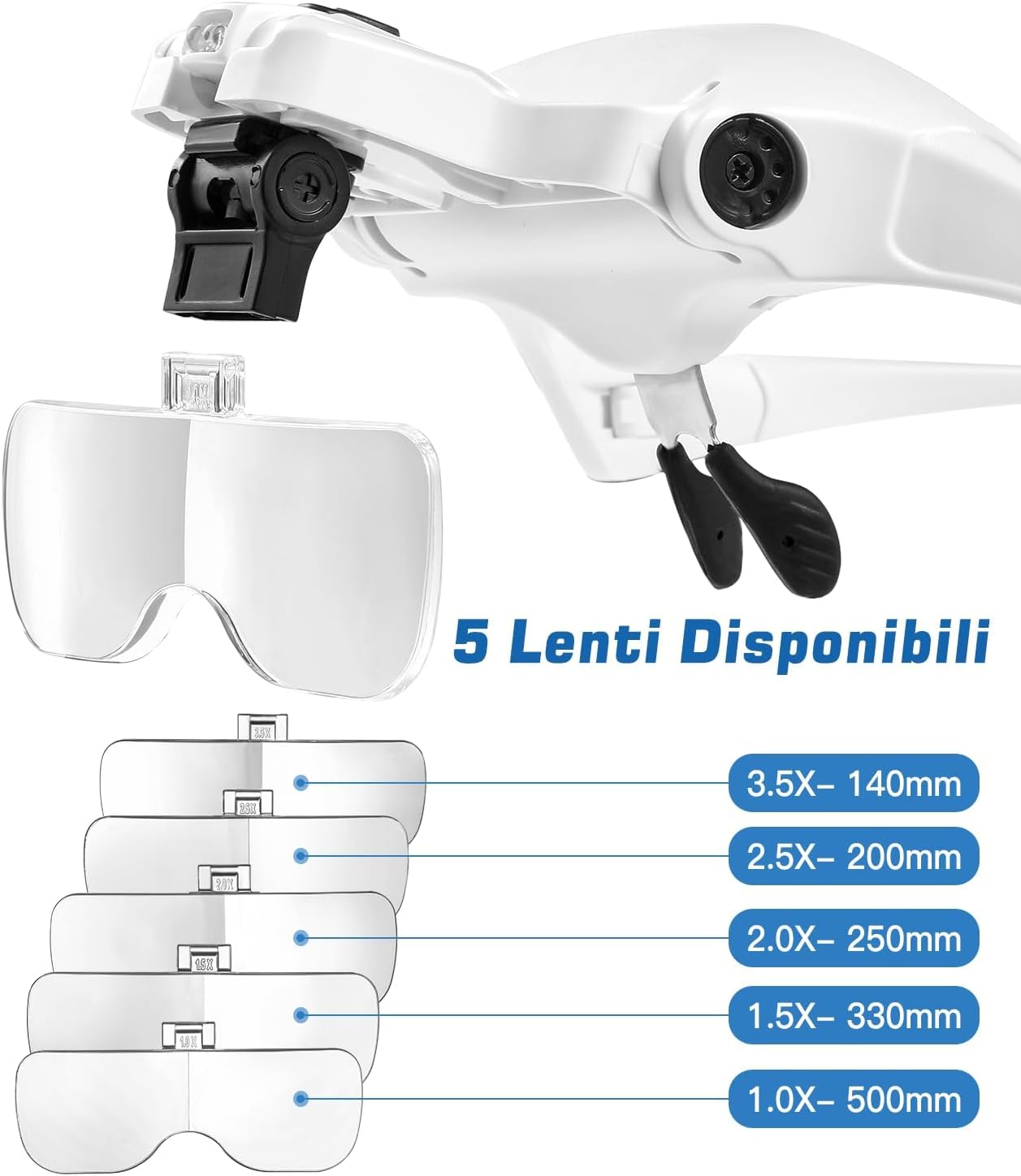 Anpro Occhiali Ingrandimento Professionali 1.0x-3.5x con Luce per Ricamo Modellismo Dentista