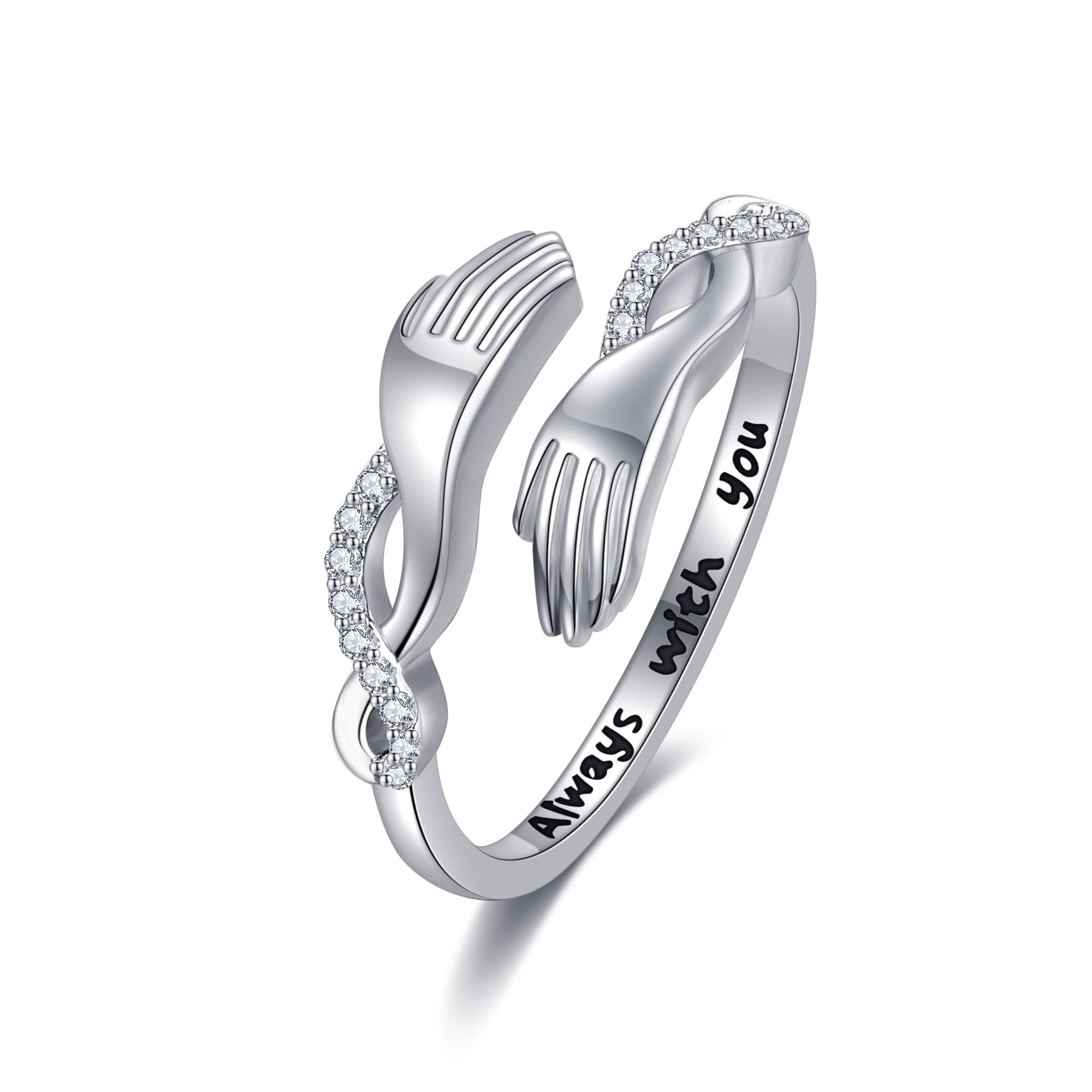 ONEFINITY Anello per abbraccio, in argento Sterling 925, aperto, per San Valentino e compleanno, per uomini e donne, 6, metallo prezioso