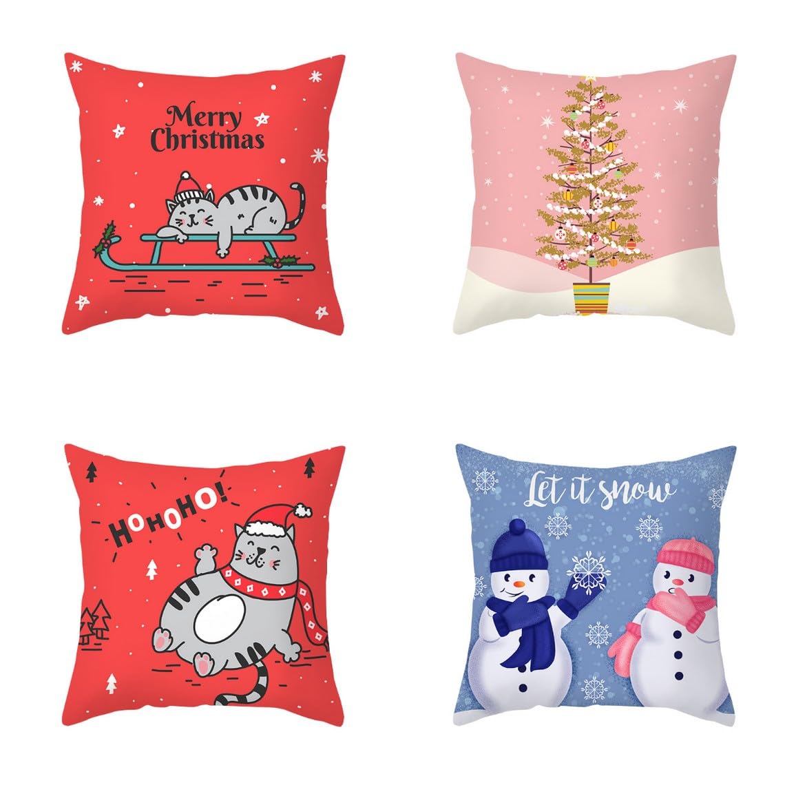 Chenlane Silk Neutral Couch Pillow Covers Cushion With Zipper Christmas, Queen Size Zippered Dinette Private Customisation 45x45 cm, 4Pcs