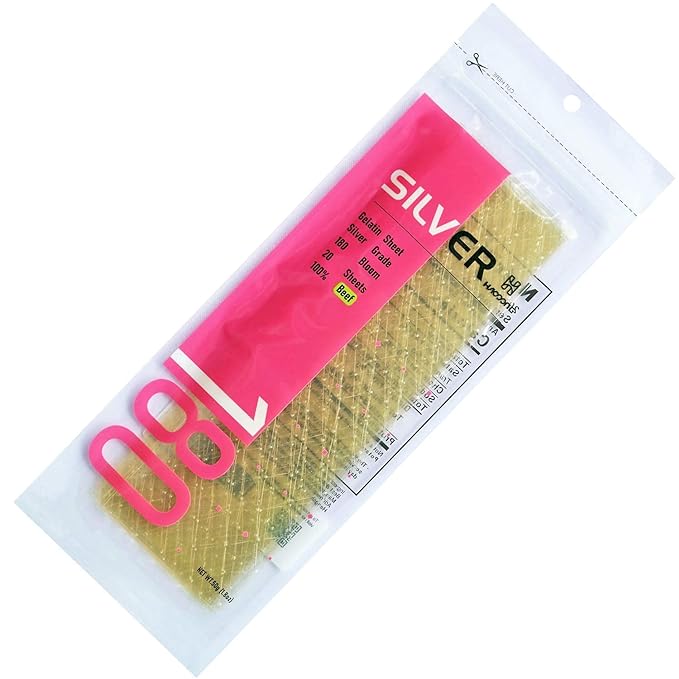 Haodong Beef Silver Leaf Gelatin Sheets - 180 Bloom (20